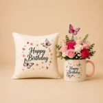 Happy Birthday Gift Set – Cushion, Mug & Roses