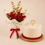 Love in Bloom — Red Roses & Love Cake Combo