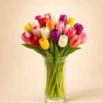 Mixed Tulip Bouquet in Glass Vase