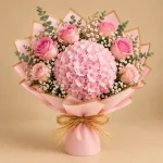 Pink Hydrangea Bouquet – Tulips or Roses - Image 2