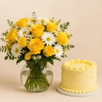 Rose Vase Arrangement with Matching Cake - Image 2
