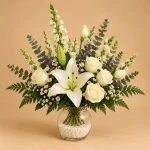 White Flower Arrangement in Glass Vase – 3 Designs - Image 3