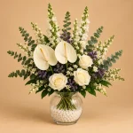 White Flower Arrangement in Glass Vase – 3 Designs - Image 2
