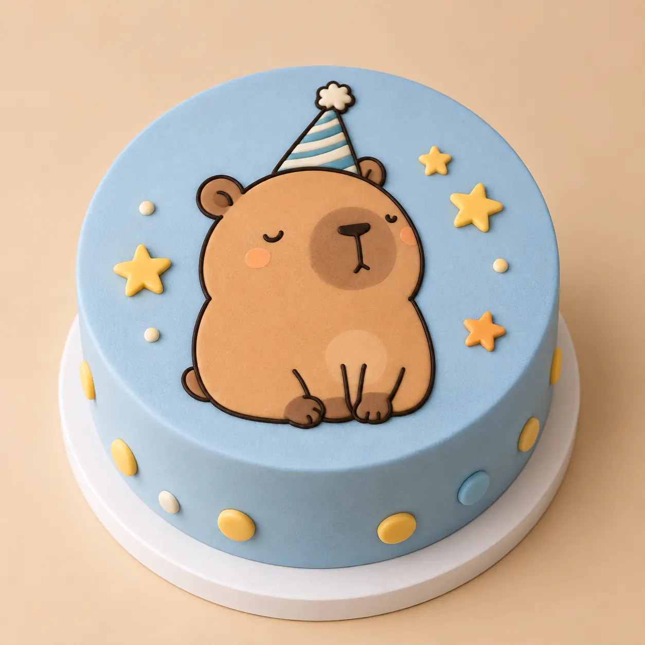 كيكة عيد ميلاد الدب الأزرق للأطفال Blue bear kids birthday cake with edible bear artwork, stars, hearts, confetti and colorful birthday details