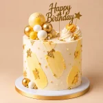 Brushstroke Birthday Cake with Gold Leaf - Image 2