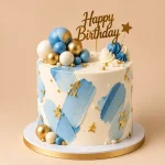Brushstroke Birthday Cake with Gold Leaf - Image 3