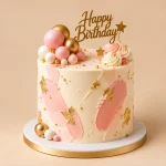 Brushstroke Birthday Cake with Gold Leaf - Image 4