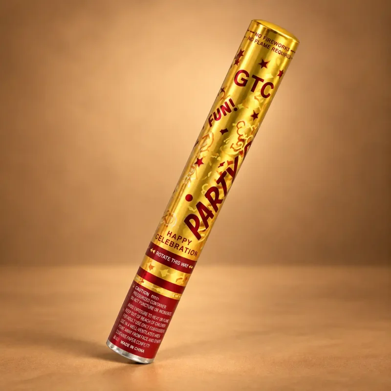 Gold celebration confetti party popper for birthdays and special occasions