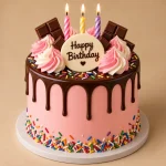 Chocolate Sprinkle Birthday Cake – Pink, Yellow or Blue - Image 2