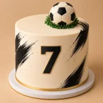 Football-themed birthday cake personalized with a name and number