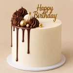 Golden Chocolate Drip Birthday Cake