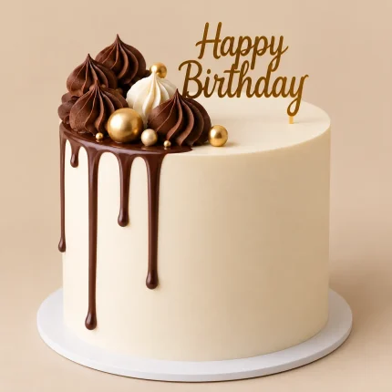 Golden Chocolate Drip Birthday Cake