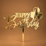 Golden Happy Birthday Cake Topper