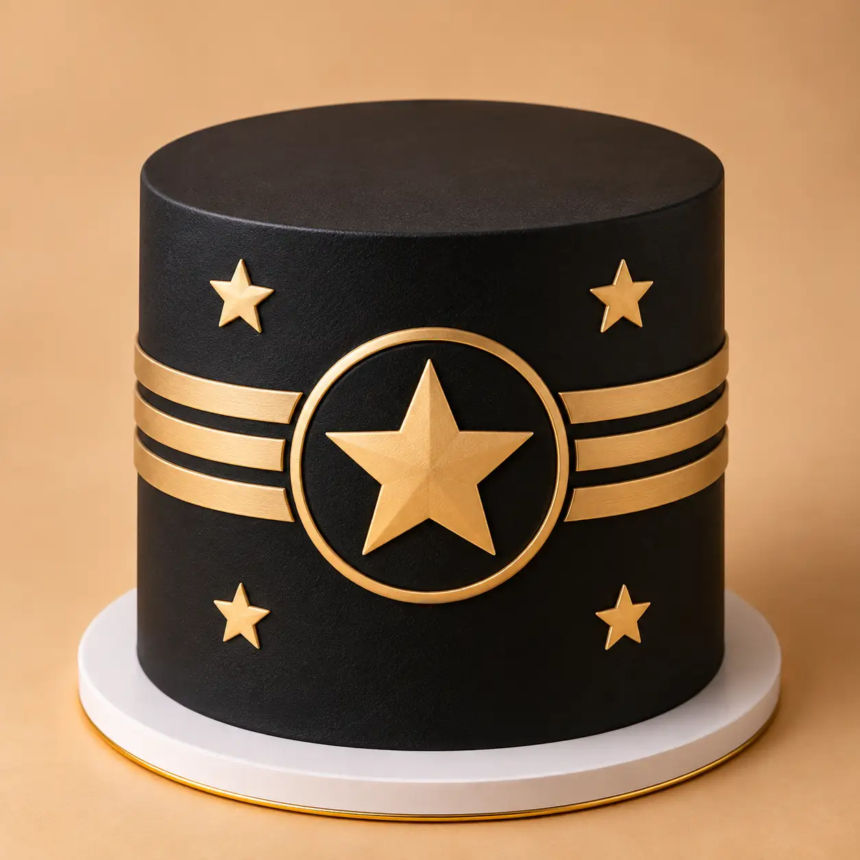 Hero Star Kids Birthday Cake – 3 Designs-. Hero Star kids birthday cake in blue, crimson and black and gold designs with star detailing