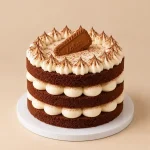 Naked layer cake with three sponge layers and cream cheese frosting in Lotus Biscoff or Red Velvet design