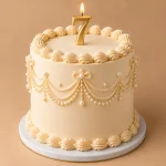 Vintage Pearl Birthday Cake with Number Candle - Image 3